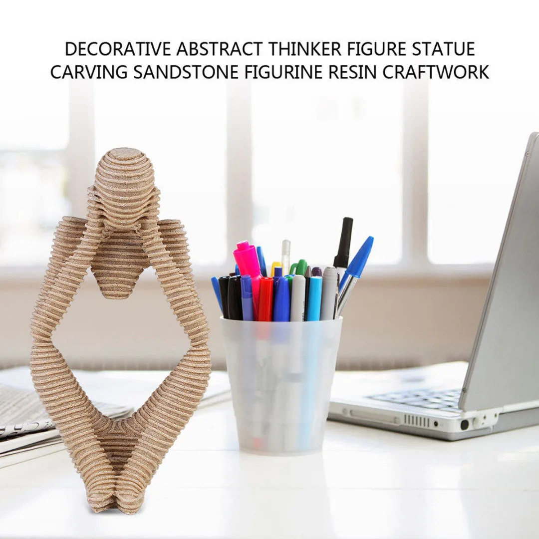 Nature Resin Sandstone Statues Abstract Characters Thinker Figure Hand Carved Figurine Crafts For Home Decor Accessories