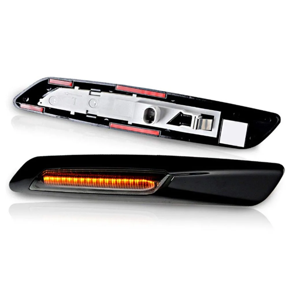 

Amber LED Side Marker Turn Signal Light For BMW E60 E82 E83 E88 E90 E91 F10 F12 F18 Smoke Lens Style Black