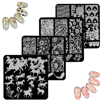 BEAUTY7 4Pcs/Set Square Stainless Steel Nail Art Image Plate DIY Templates Mixed Design Lace Flower & Horse Nail Stamping Plates
BEAUTY7 4Pcs/Set Square Stainless Steel Nail Art Image Plate DIY Templates Mixed Design Lace Flower & Horse Nail Stamping Plates