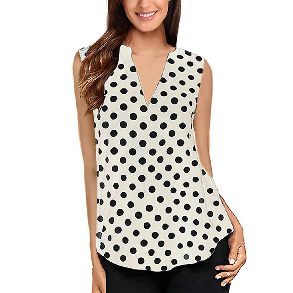 Ftitong Polka Dot Large Size Women Blouse Summer Polka Dot Sleeveless Blouse V Neck Sexy Tunic Shirt Tops Blouse camisa feminina
Ftitong Polka Dot Large Size Women Blouse Summer Polka Dot Sleeveless Blouse V Neck Sexy Tunic Shirt Tops Blouse camisa feminina