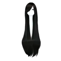QQXCAIW Long Straight Party Cosplay Black 40" 100 Cm Synthetic Hair Wigs QQXCAIW Long Straight Party Cosplay Black 40" 100 Cm Synthetic Hair Wigs