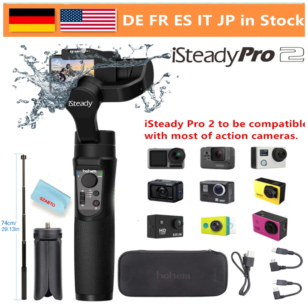 Hohem iSteady Pro 2 3-Axis Splash Proof Handheld Gimbal Stabilizer Compatible with GoPro 7/6/5/4/3, RX0, AEE, SJCAM, YI-CAM
Hohem iSteady Pro 2 3-Axis Splash Proof Handheld Gimbal Stabilizer Compatible with GoPro 7/6/5/4/3, RX0, AEE, SJCAM, YI-CAM