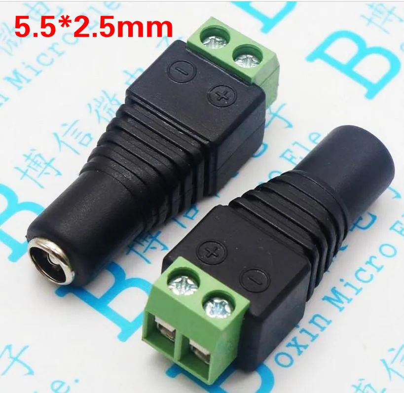 

10pcs DC plug Female CCTV Camera 5.5mm*2.5mm DC Power Cable Female Plug Connector Adapter Jack 5.5x2.1mm to connection led strip