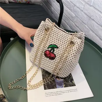 2019 Newest Hot Women Shoulder Bag Straw Rattan Woven Squine Cheery Chain Messenger Handbag Girl Summer Beach Travel Party Purse
2019 Newest Hot Women Shoulder Bag Straw Rattan Woven Squine Cheery Chain Messenger Handbag Girl Summer Beach Travel Party Purse