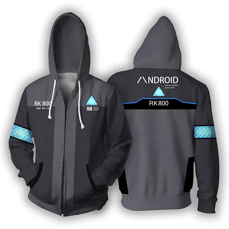 Detroit: Become Human RK800 Connor Cosplay Costumes Connor Hoodies 3D printed zip-up hoodies for men and women sport Sweat
Detroit: Become Human RK800 Connor Cosplay Costumes Connor Hoodies 3D printed zip-up hoodies for men and women sport Sweat