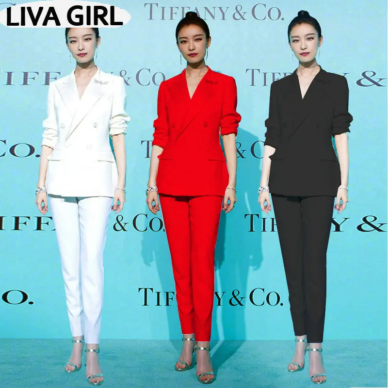 New wild fashion suit female big red black white professional suit jacket Slim thin suit pants two sets
New wild fashion suit female big red black white professional suit jacket Slim thin suit pants two sets