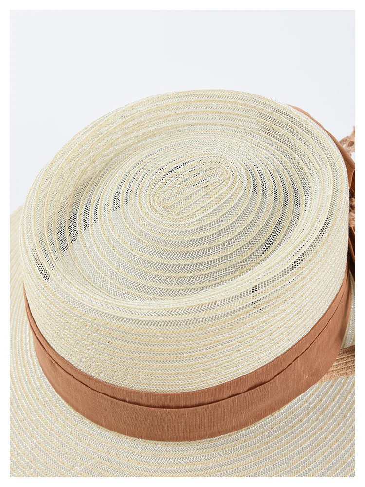 Waliicorners summer straw hats elegant bow sun hats light weight breathable polyester summer hats large brim beach hat 15 HTB1A S9bEGF3KVjSZFvq6z nXXa8