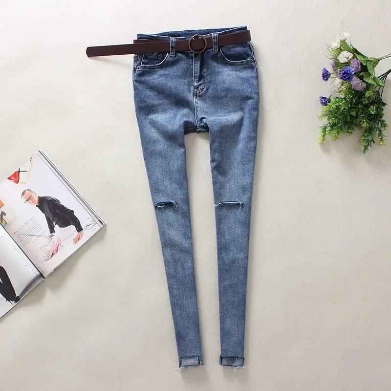 2019 Jeans Womens Blue Hole High Waist Jeans 100% Cotton Pencil Pants Washed Bleached Skinny Solid Full Length Denim Jeans 8235
2019 Jeans Womens Blue Hole High Waist Jeans 100% Cotton Pencil Pants Washed Bleached Skinny Solid Full Length Denim Jeans 8235