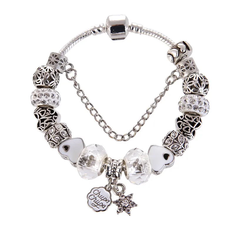 High Quality Noble Pretty Crystal Heart Chupa&Star Pendant Charm Bracelet Bracelet For Women gift jewelry Drop Shipping
High Quality Noble Pretty Crystal Heart Chupa&Star Pendant Charm Bracelet Bracelet For Women gift jewelry Drop Shipping
