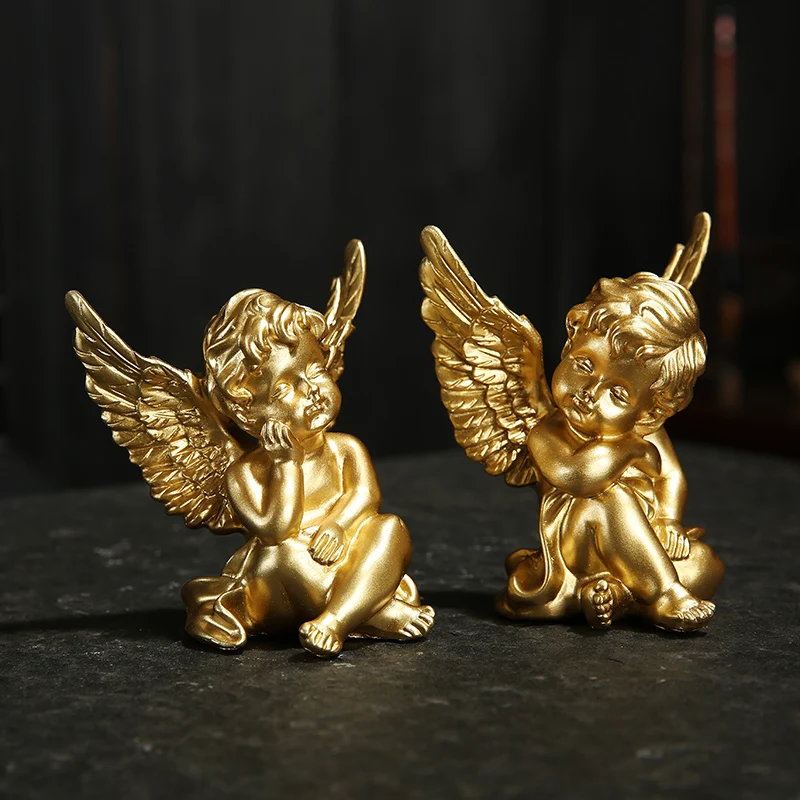 

1 pair home decoration miniature figurines Creative Resin Angel Candlestick Gardening Ornament Decor Sculpture Statue Lovely