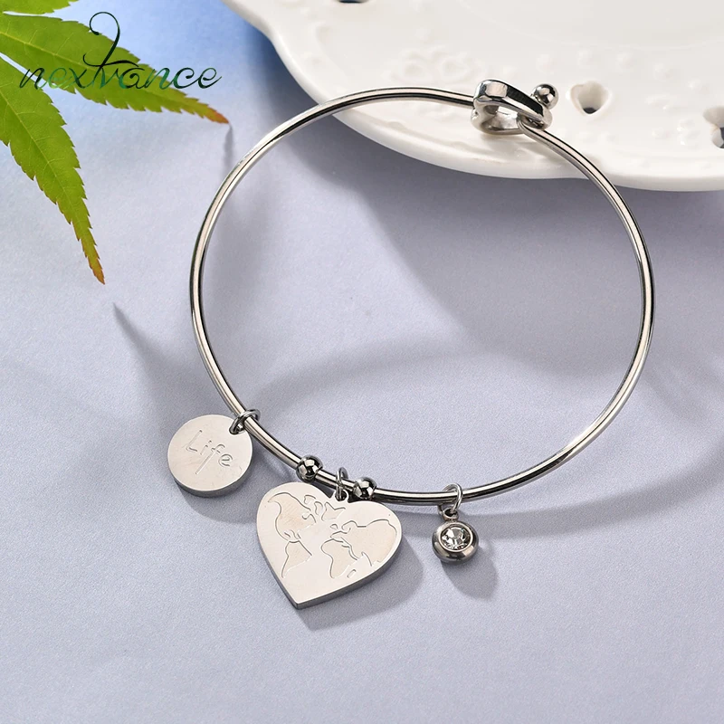 Nextvance Simple Heart Bangles Women Map Cartoon Bracelets Stainless Steel CZ Stone Letter Jewelry For Daily
Nextvance Simple Heart Bangles Women Map Cartoon Bracelets Stainless Steel CZ Stone Letter Jewelry For Daily