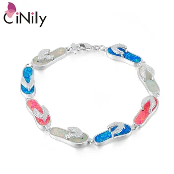 CiNily Created White Blue Pink Fire Opal Silver Plated Wholesale Filp Flops for Women Jewelry Chain Bracelet 7 3/8" OS393
CiNily Created White Blue Pink Fire Opal Silver Plated Wholesale Filp Flops for Women Jewelry Chain Bracelet 7 3/8" OS393