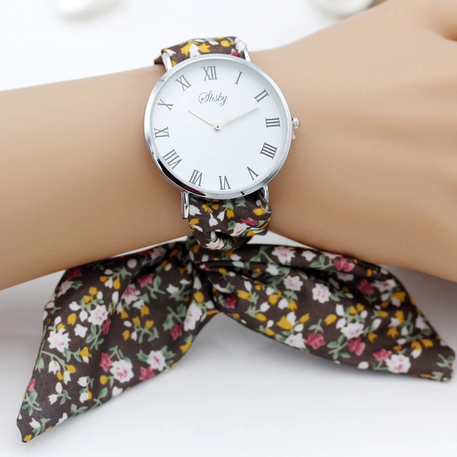 Женские наручные часы shsby с цветочным рисунком римские серебряные высокого