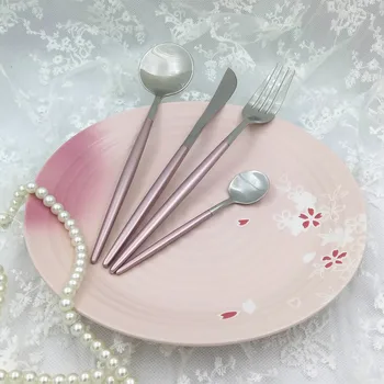 Korean Style Pink Tableware Set Slender Handle Cutlery Set Plum Blossom Flat Plate Gracile Dinnerware Full Set Steak Knife 5pc
Korean Style Pink Tableware Set Slender Handle Cutlery Set Plum Blossom Flat Plate Gracile Dinnerware Full Set Steak Knife 5pc