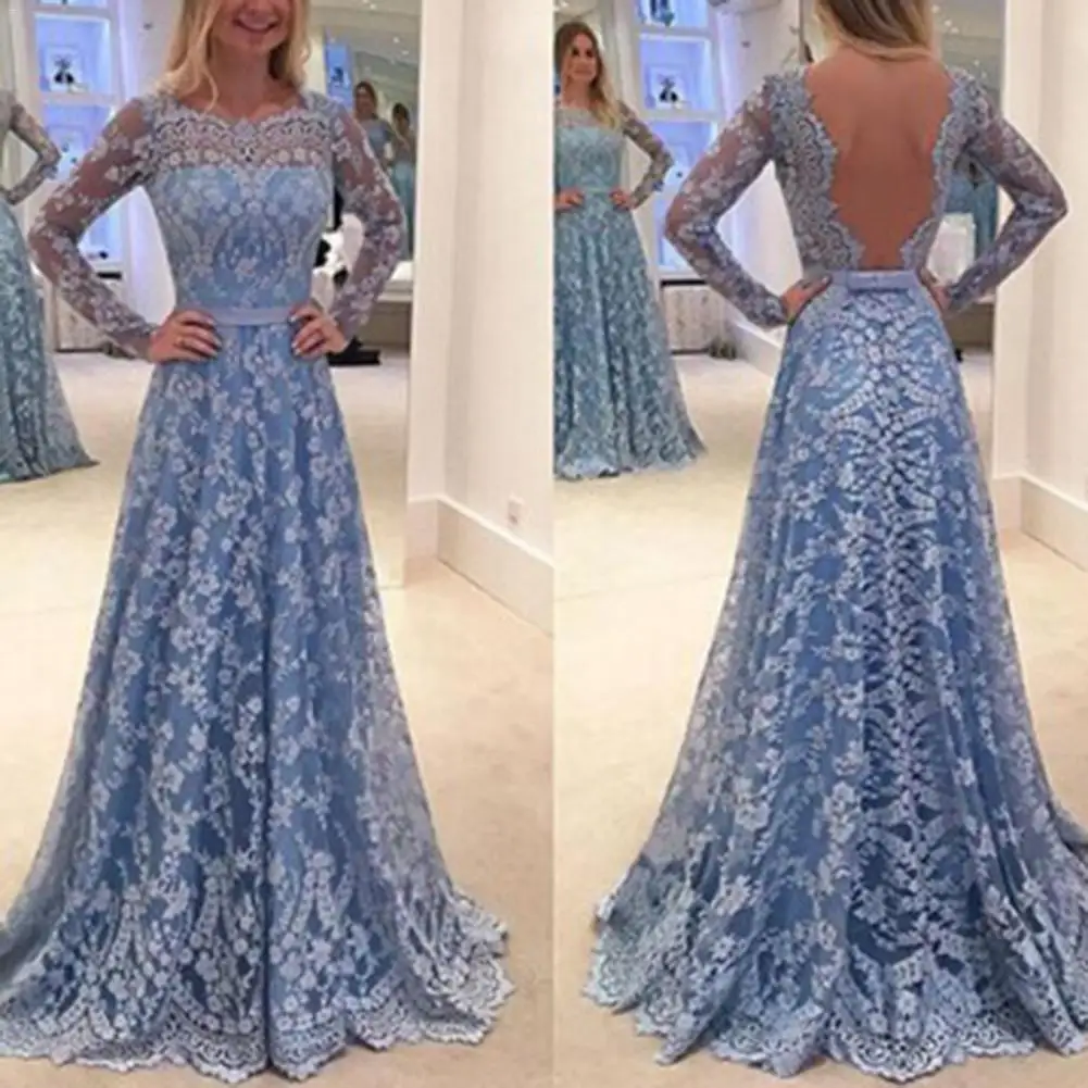 Elegant Baby Blue Long Dress Lace Full Dress Feminino Evening Party Dress Ball Gown Floor Length Sexy Backless Dress Size S-2XL
Elegant Baby Blue Long Dress Lace Full Dress Feminino Evening Party Dress Ball Gown Floor Length Sexy Backless Dress Size S-2XL