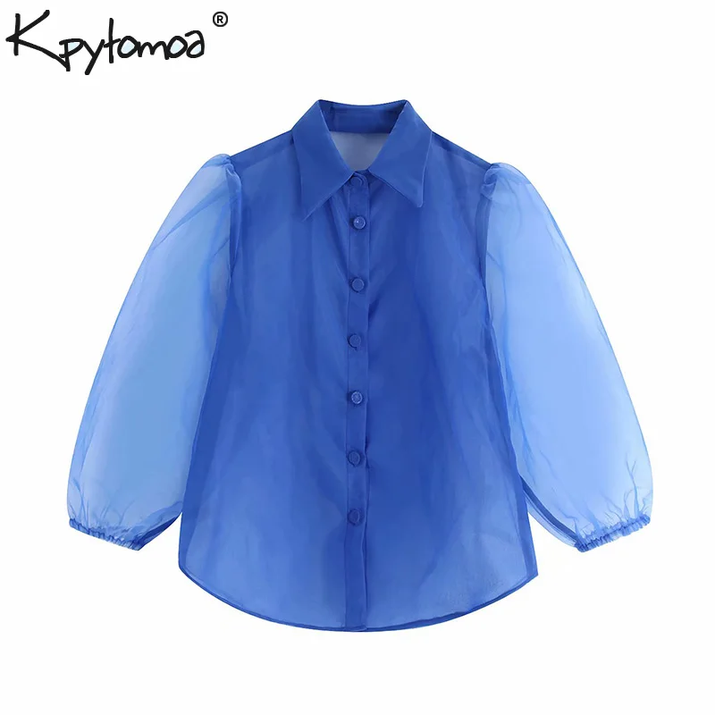 Vintage Stylish Semi Sheer Organza Tops Women Blouses 2019 Fashion Lapel Collar Buttons See through Shirts Casual Blusas Mujer
Vintage Stylish Semi Sheer Organza Tops Women Blouses 2019 Fashion Lapel Collar Buttons See through Shirts Casual Blusas Mujer