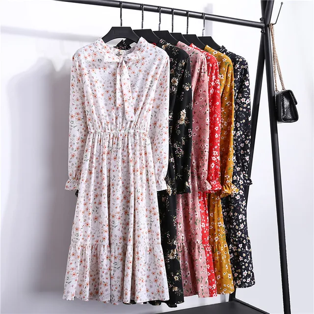 2020 jesienna damska sukienka dla kobiet szyfonowa koszula z długim rękawem sukienka A-line Midi zimowa sukienka biała kokardka kwiatowy Vestidos Vintage tanie tanio Poliester COTTON Jesień Stojak Pełna Butterfly rękawem Łuk Na co dzień empire Drukuj Kolan 2020 jesienna damska sukienka dla kobiet szyfonowa koszula z długim rękawem sukienka A-line Midi zimowa sukienka biała kokardka kwiatowy Vestidos Vintage tanie tanio Poliester COTTON Jesień Stojak Pełna Butterfly rękawem Łuk Na co dzień empire Drukuj Kolan