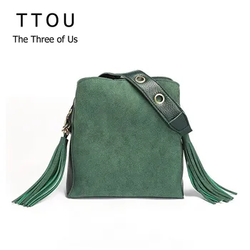 

TTOU Fashion Exquisite Women Bucket Bag Vintage Tassel Messenger Bag High Quality Retro Shoulder Bag Simple Crossbody Bag