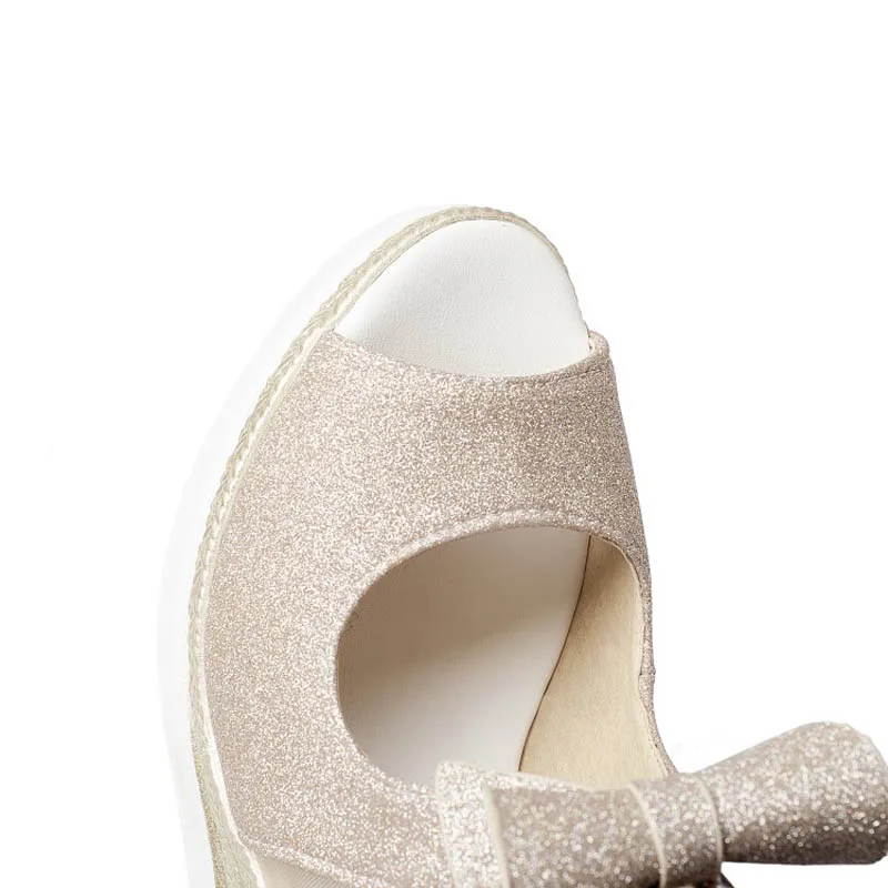 Female 10cm Heels Bling Glitter Wedge Sandals Wholesale Sexy High-heeled Shoes All-match Causal Platform Mejur Shoes Plus Size (7)