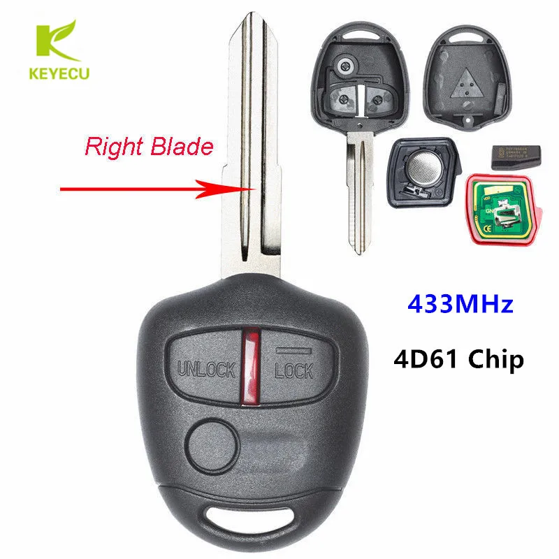 KEYECU 5PCS New Keyless Remote Key Fob 3 Button 433MHz 4D61 Chip for Mitsubishi Outlander 2008-2012 Uncut Right Blade
KEYECU 5PCS New Keyless Remote Key Fob 3 Button 433MHz 4D61 Chip for Mitsubishi Outlander 2008-2012 Uncut Right Blade
