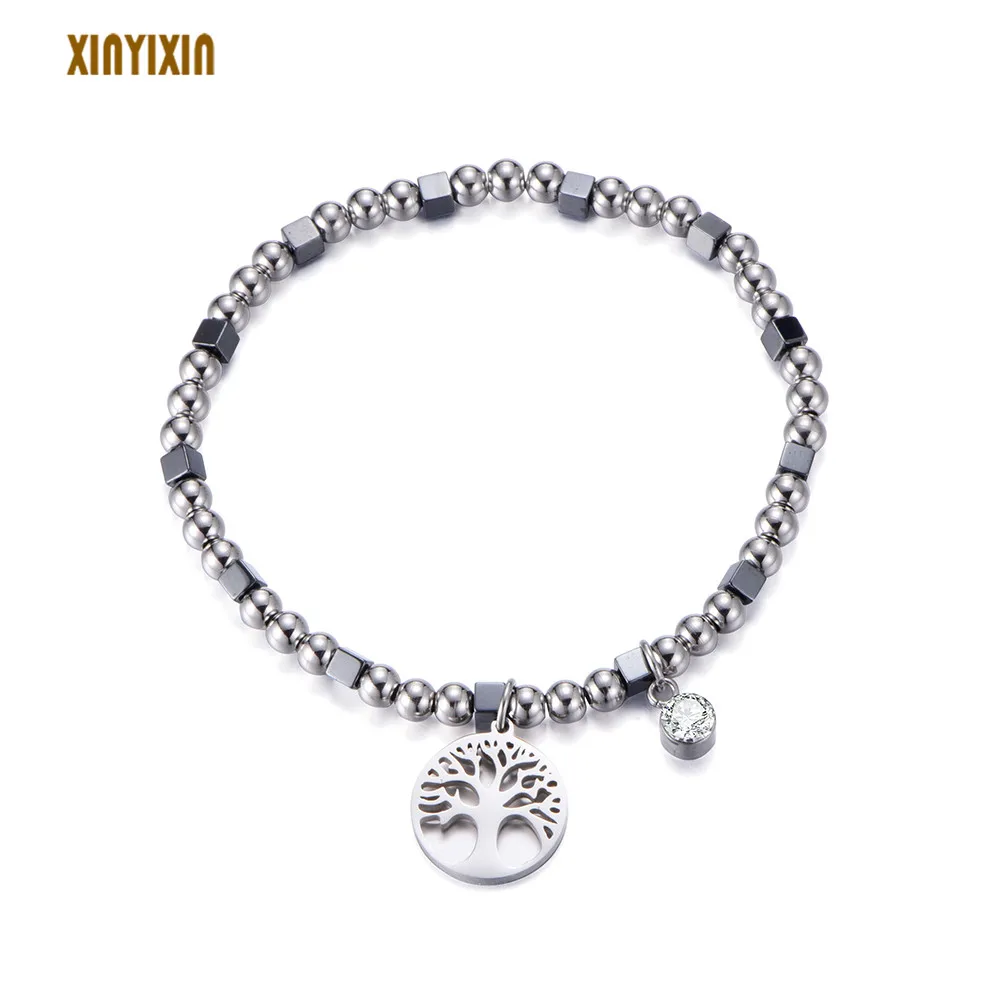 Tree of Life Pendant Bracelet Women Stainless Steel Round Crystal Elastic Chain Silver Beads Bracelet Simple Bohemian Jewelry
Tree of Life Pendant Bracelet Women Stainless Steel Round Crystal Elastic Chain Silver Beads Bracelet Simple Bohemian Jewelry