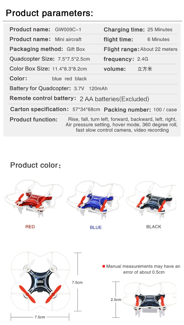 08-GW009C-1 RC Helicopter Quadcopter Dron Altitude Hold Micro Drone Quadrocopter Mini Drone with Camera HD VS S9 E59