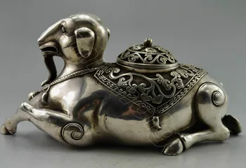 Crafts statue Collectible Decorated Old Handwork Tibet Silver Carved Lie Sheep Incense Burner
Crafts statue Collectible Decorated Old Handwork Tibet Silver Carved Lie Sheep Incense Burner