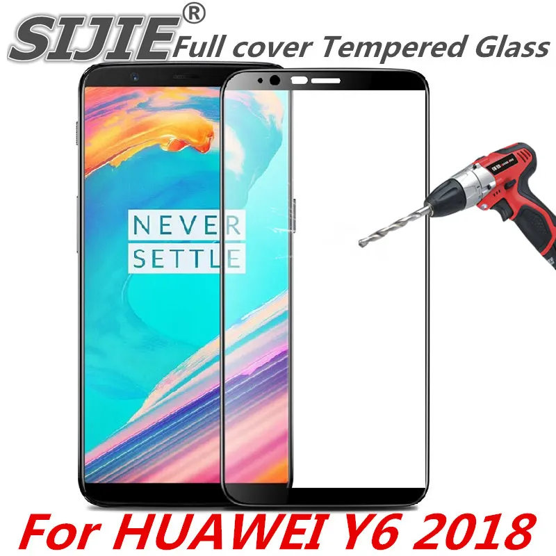 Полное покрытие из закаленного стекла для HUAWEI Y6 2018 защитный чехол экрана 9H