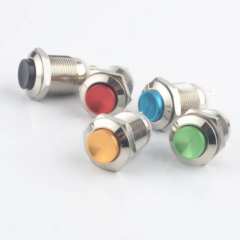 

1pcs 12mm Waterproof Momentary High Round Metal Push Button Switch Car Start Horn Speaker Bell Automatic Reset 12mm metal switch