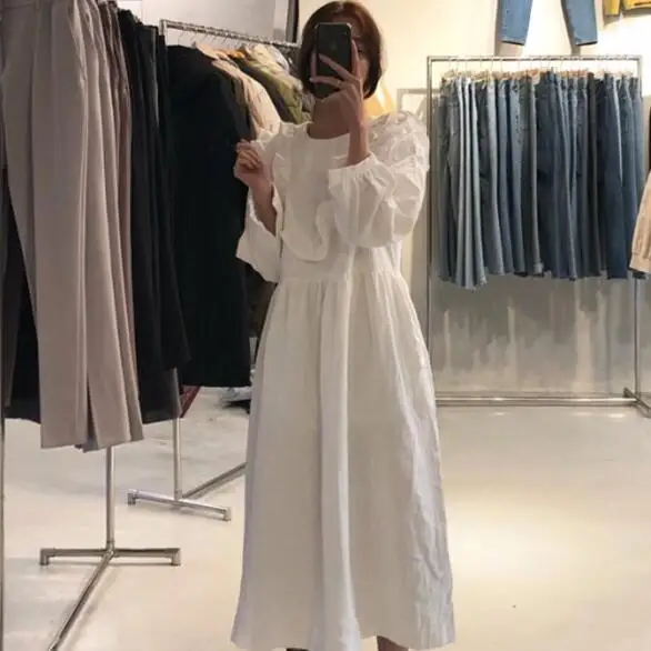 Women Long White Ruffle Dress Vintage Palace Style Elegant Plus Size Basic Vestidos Mujer Robe Femme Ladies Clothes DV552
Women Long White Ruffle Dress Vintage Palace Style Elegant Plus Size Basic Vestidos Mujer Robe Femme Ladies Clothes DV552