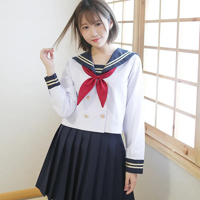 UPHYD School Uniform Styles Japanese School Uniform For Girls Sailor Tops+Tie+Skirt Navy Style Students Clothes S-2XL
UPHYD School Uniform Styles Japanese School Uniform For Girls Sailor Tops+Tie+Skirt Navy Style Students Clothes S-2XL