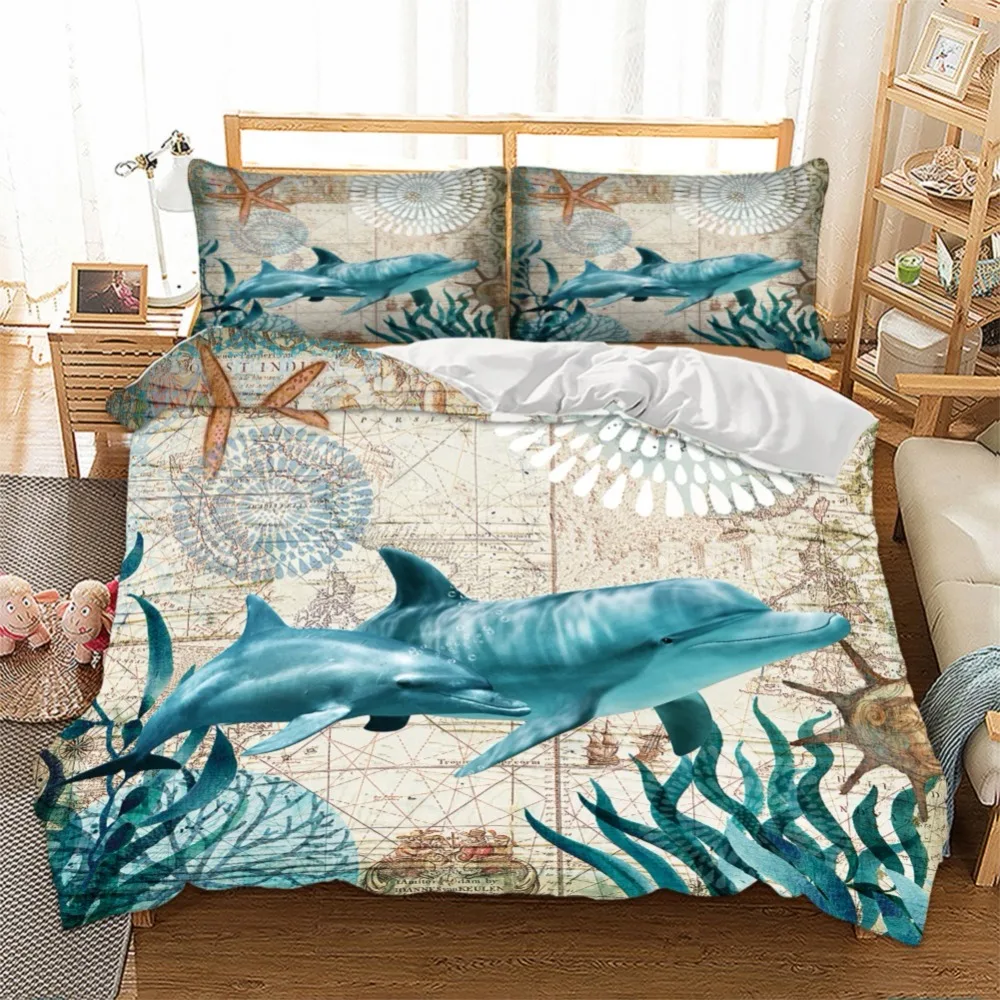 3PCS Dolphin/Starfish Print Bedding Set Lifelike Sea Animal Bed Linen Set with Pillowcase US/EU/AU Size Bedclothes Home Textiles
3PCS Dolphin/Starfish Print Bedding Set Lifelike Sea Animal Bed Linen Set with Pillowcase US/EU/AU Size Bedclothes Home Textiles