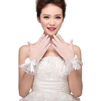 Women White Wedding Bridal Short Gloves Full Finger See Through Ribbon Bowknot Decor Wrist Length Costume Prom Party Solid Color
Women White Wedding Bridal Short Gloves Full Finger See Through Ribbon Bowknot Decor Wrist Length Costume Prom Party Solid Color