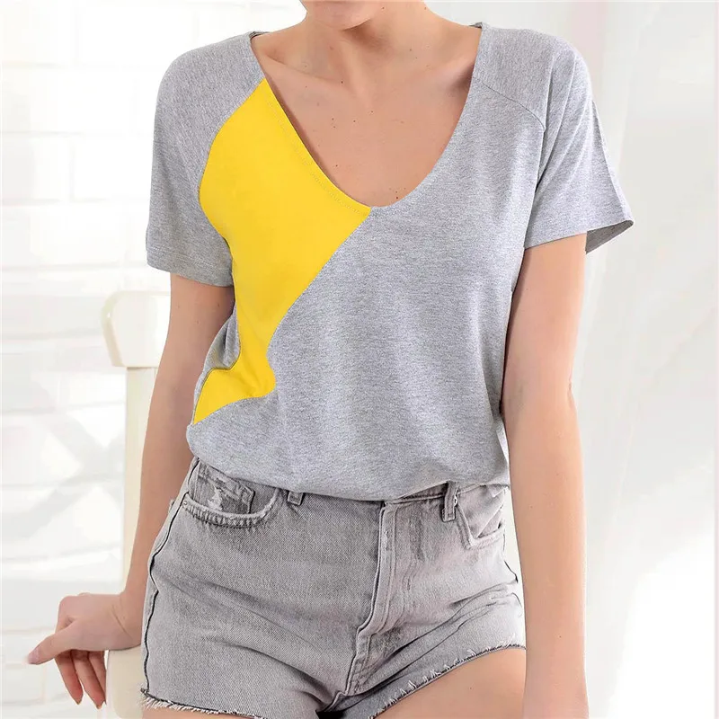 2019 Summer Women Short Sleeve Tshirt Fashion Patchwork Tops Tee Shirt O-Neck Casual T-Shirt Ladies Loose Tops Camiseta Mujer
2019 Summer Women Short Sleeve Tshirt Fashion Patchwork Tops Tee Shirt O-Neck Casual T-Shirt Ladies Loose Tops Camiseta Mujer