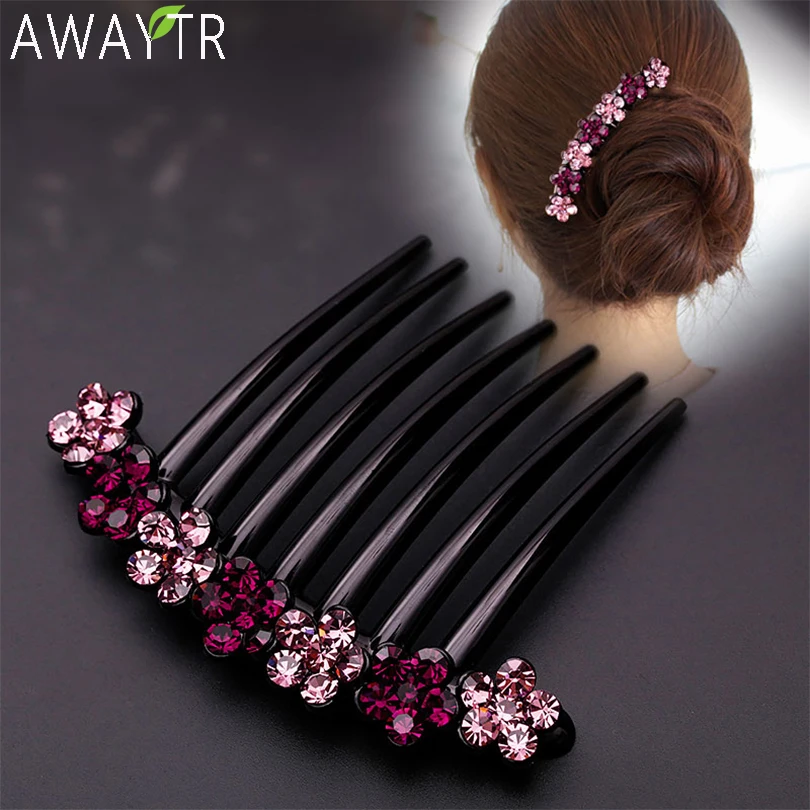 AWAYTR Crystal Hair Combs Clip Women Flower Hairpins Ladies Headdress Female Hairclips Hair Fork Headwear Hair Accessories
AWAYTR Crystal Hair Combs Clip Women Flower Hairpins Ladies Headdress Female Hairclips Hair Fork Headwear Hair Accessories
