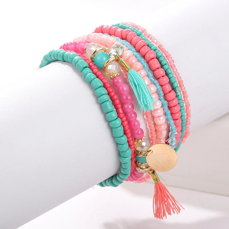 9 Pcs/Set Multicolor Acrylic Crystal Beads Strand Bracelets For Women Fashion Gold Metal Foil Tassel Pendant Charm Bracelet Set
9 Pcs/Set Multicolor Acrylic Crystal Beads Strand Bracelets For Women Fashion Gold Metal Foil Tassel Pendant Charm Bracelet Set