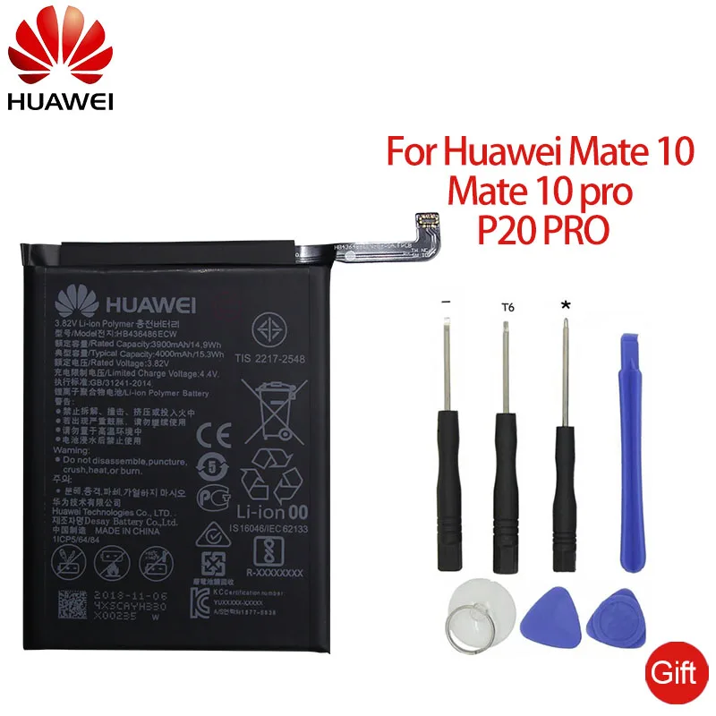 Hua Wei Replacement Phone Battery HB436486ECW 3900mAh for Huawei Mate 10 / Mate 10 Pro Lite / P20 Pro Original Batteries + Tools
Hua Wei Replacement Phone Battery HB436486ECW 3900mAh for Huawei Mate 10 / Mate 10 Pro Lite / P20 Pro Original Batteries + Tools