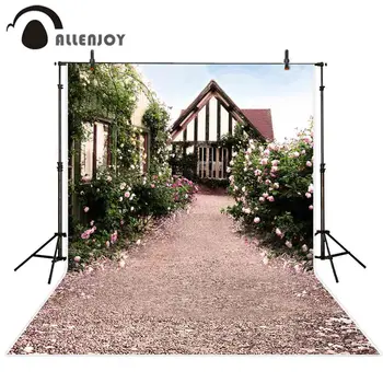 Allenjoy vintage style western ogival house flowering shrubs path natural scenery background photographic backdrop photocall 
Allenjoy vintage style western ogival house flowering shrubs path natural scenery background photographic backdrop photocall