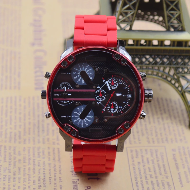 Men red white ash silicone strap multi-function military quartz motion dual timezone automatic date extravagant wrist watch 2019
Men red white ash silicone strap multi-function military quartz motion dual timezone automatic date extravagant wrist watch 2019