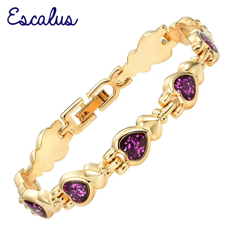 Escalu Remove Pain Women's Heart Gold Color Bracelet Magnetic Purple Pattern Bangle Charm Bracelet For Women Jewelry Gift
Escalu Remove Pain Women's Heart Gold Color Bracelet Magnetic Purple Pattern Bangle Charm Bracelet For Women Jewelry Gift