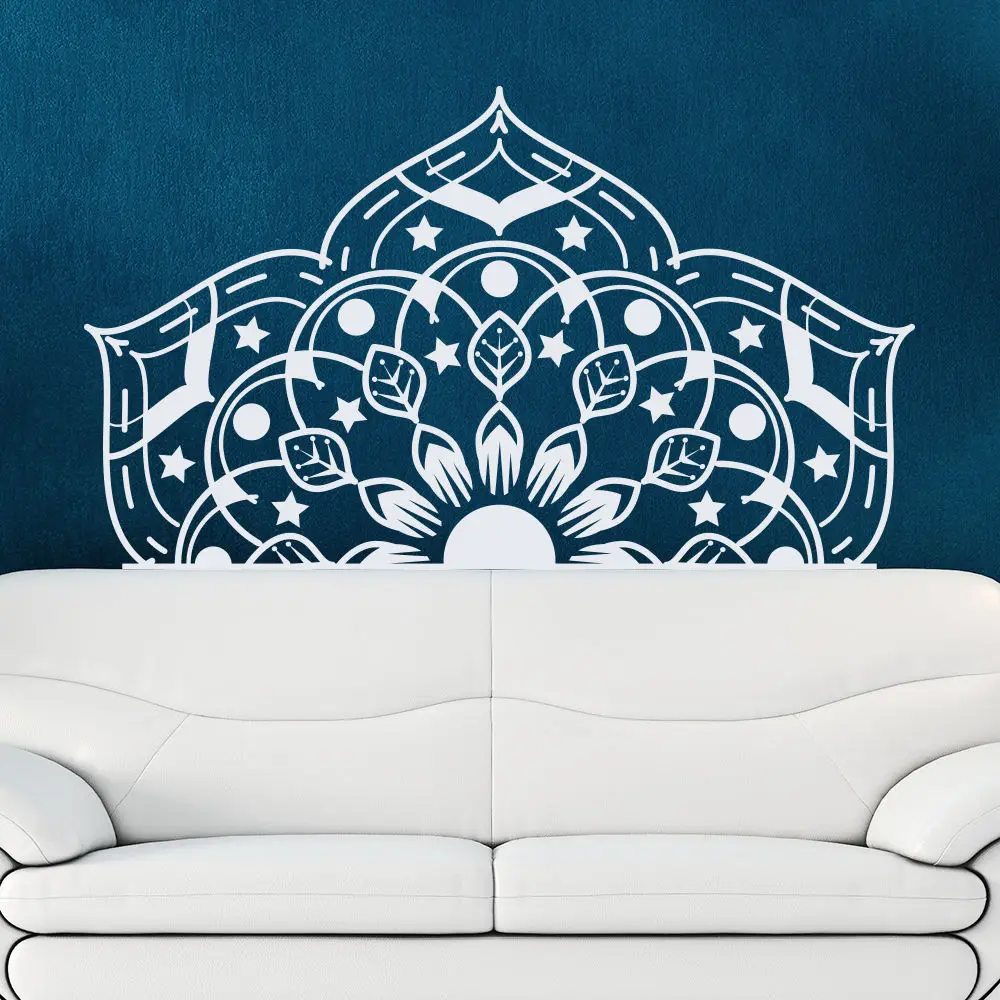 

Half Mandala Wall Decal Yoga Studio Sticker Bohemian Style Bedroom Fashion Home Decor Art Mural Living Room Window Design LA754