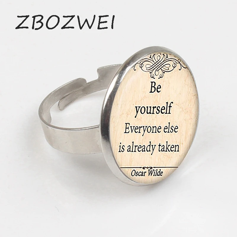 ZBOZWEI 2018 "Be yourself Oscar Wilde Quote Ring. Quote Ring. Quote jewelry. Birthday gift ",galss cabochon Ring,
ZBOZWEI 2018 "Be yourself Oscar Wilde Quote Ring. Quote Ring. Quote jewelry. Birthday gift ",galss cabochon Ring,
