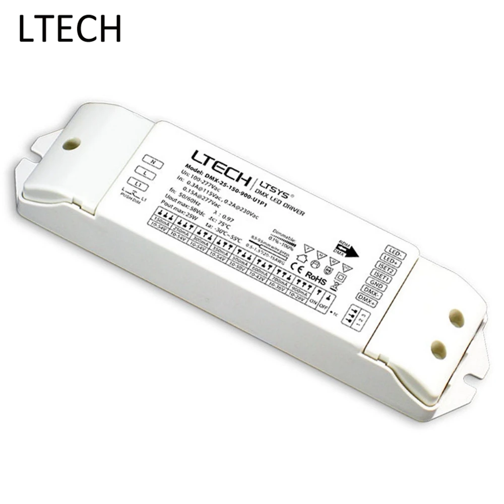 LTECH 25W Constant Current LED DMX Dimming Driver DMX-25-150-900-U1P1100-277VAC DMX Input 150-900mA PVM Output Power Adapter
LTECH 25W Constant Current LED DMX Dimming Driver DMX-25-150-900-U1P1100-277VAC DMX Input 150-900mA PVM Output Power Adapter