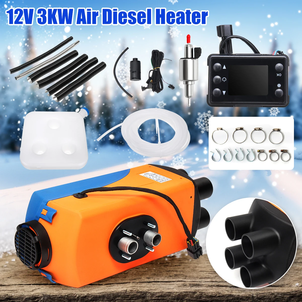 Car Heater 12V 3KW Parking Heater Car Air Diesels Heater With LCD Remote Control + Silencer for Motorhome Car Heating
Car Heater 12V 3KW Parking Heater Car Air Diesels Heater With LCD Remote Control + Silencer for Motorhome Car Heating