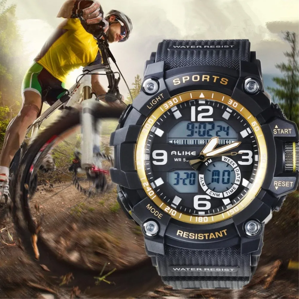 ALIKE Brand Man Sport Watches LED Digital Electronic Military Watch Waterproof Rubber Watchband Male Chronograph Wristwatches
ALIKE Brand Man Sport Watches LED Digital Electronic Military Watch Waterproof Rubber Watchband Male Chronograph Wristwatches