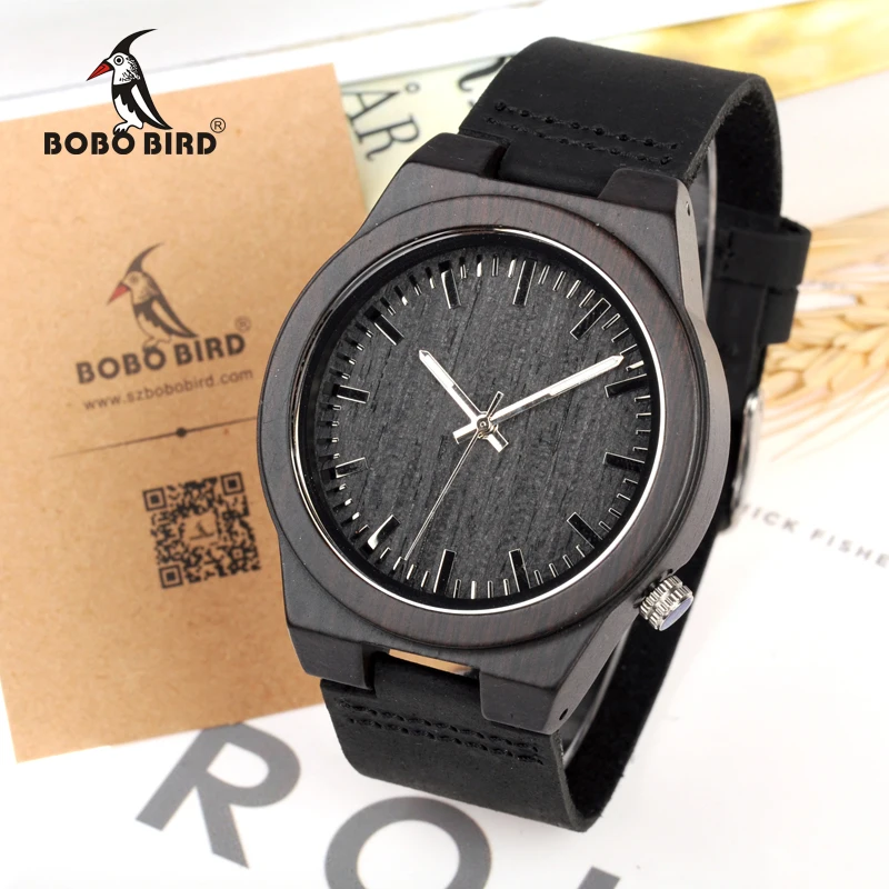 BOBO BIRD Watches Men Genuine Leather Band Black Wood Watch Japan Move' Quartz Wood Wristwatches relogio masculino C-B12
BOBO BIRD Watches Men Genuine Leather Band Black Wood Watch Japan Move' Quartz Wood Wristwatches relogio masculino C-B12