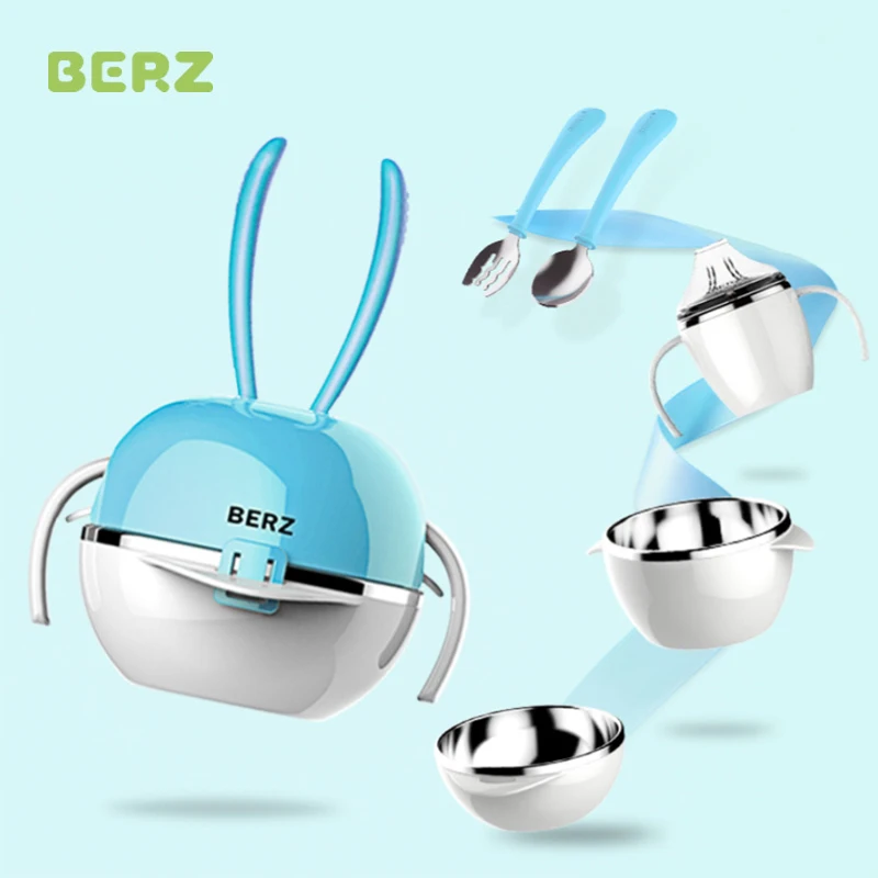 BERZ metal Baby bowl spoon fork Feeding Food Tableware cute Kids Dishes Baby Eating Dinnerware Set Anti-hot Training Bowl Spoon
BERZ metal Baby bowl spoon fork Feeding Food Tableware cute Kids Dishes Baby Eating Dinnerware Set Anti-hot Training Bowl Spoon