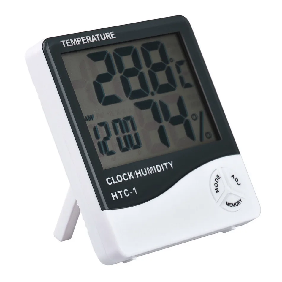 

Digital Electronic LCD Thermometer Hygrometer Electronic Temperature Humidity Meter Desk Digital Clock Weather Measure #20