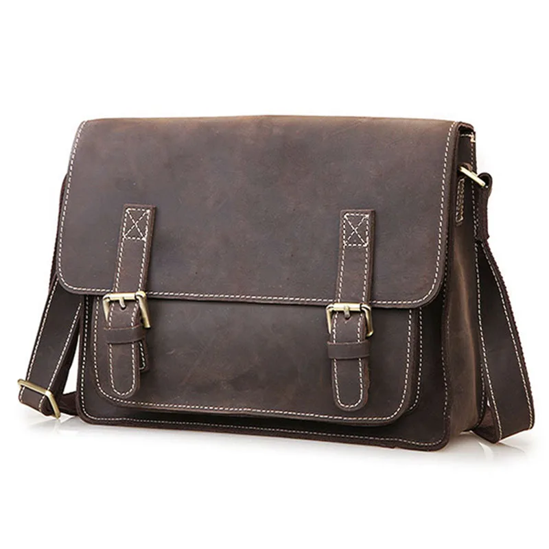 Vintage Style Genuine Cow Leather Men's Messenger bag Brand Senior Dark Coffee Male Crazy Horse Leather Shoulder bags Briefcase 
Vintage Style Genuine Cow Leather Men's Messenger bag Brand Senior Dark Coffee Male Crazy Horse Leather Shoulder bags Briefcase