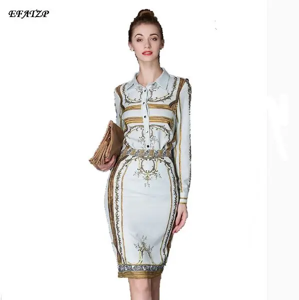 2016 Runway Designer Set Suits Women's High Quality Long Sleeve Turn Down Collar Gold Abstract Printed Blouses + Pencil Skirt 20
2016 Runway Designer Set Suits Women's High Quality Long Sleeve Turn Down Collar Gold Abstract Printed Blouses + Pencil Skirt 20